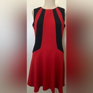 R&K Red and Black Sleeveless A-Line Mini Dress